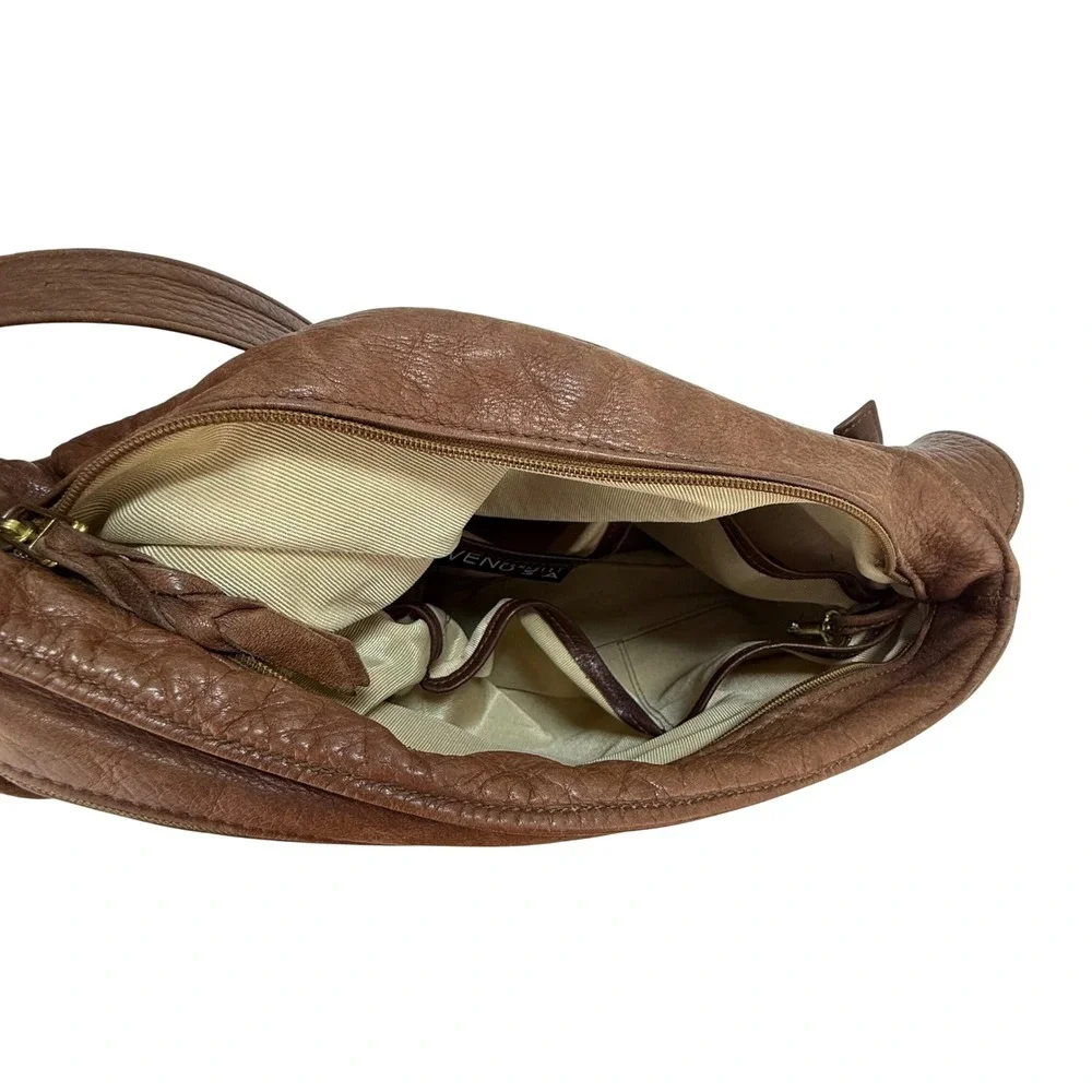 Sven Berkeley USA Leather Shoulder Bag Medium‎ Brown Asymmetrical Pockets Hobo